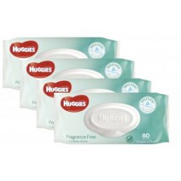 HUGGIES WIPES UNSCENTED 4x80's
