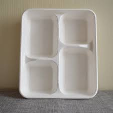 4 COMPARTMENTS SUGARCANE PLATES 250 Pcs