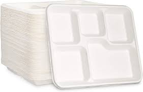 5 COMPARTMENTS SUGARCANE PLATES 250 Pcs
