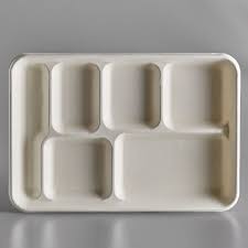 6 COMPARTMENT SUGARCANE PLATES 250 Pcs