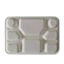 8 COMPARTMENT SUGARCANE PLATES 500 Pcs