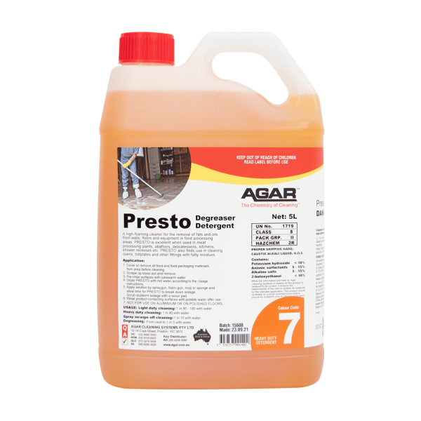 AGAR PRESTO DEGREASER DETERGENT 5 LITRE