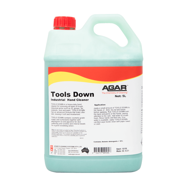 AGAR TOOLS DOWN INDUSTRIAL HAND CLEANSER 5 LITRE