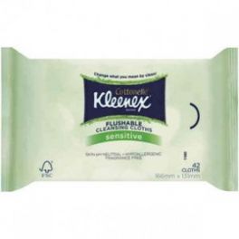 KLEENEX FLUSHABLE WIPES UNSCENTED 10 x 42's