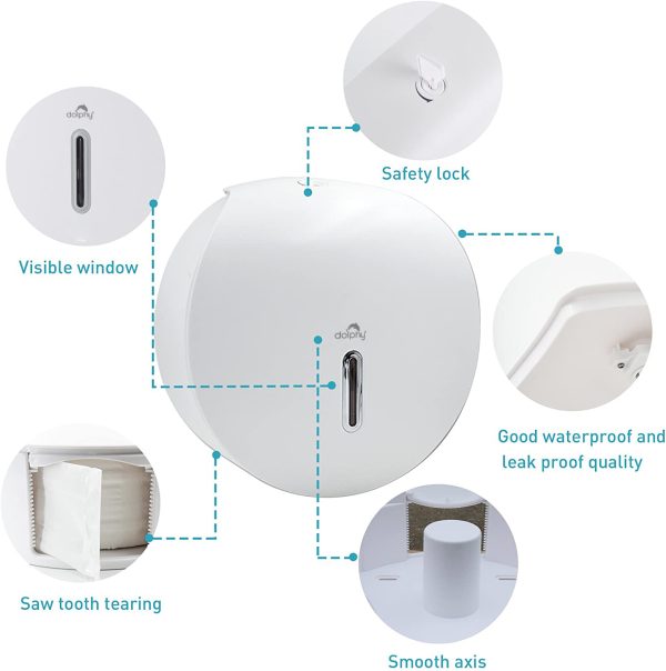 PLAZA JUMBO TOILET ROLL DISPENSER - WHITE - Image 4