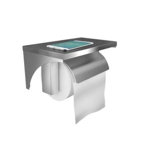 STAINLESS STEEL TOILET ROLL HOLDER WITH SHELF