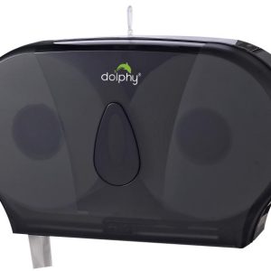 TWIN JUMBO TOILET ROLL DISPENSER - TRANSPARENT GREY