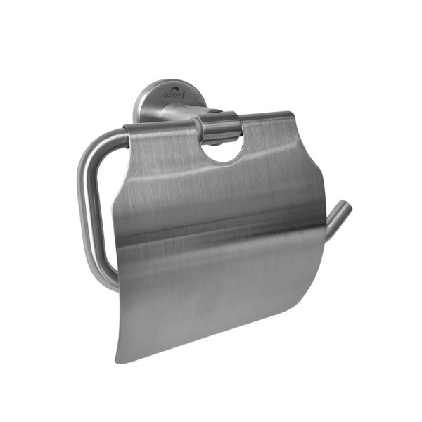 STAINLESS STEEL BRUSHED TOILET ROLL HOLDER WITH COVER - Image 3