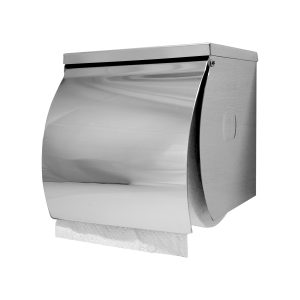 STAINLESS STEEL SINGLE TOILET ROLL HOLDER WITH SHELF
