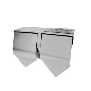 Alternative view of STAINLESS STEEL DOUBLE TOILET ROLL HOLDER WITH SHELF